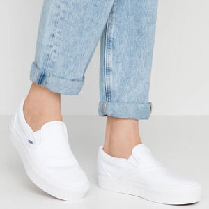 VANS UNISEX Classic Iconic Retro White Slip On Low Top SoCal Sneakers Shoes 4